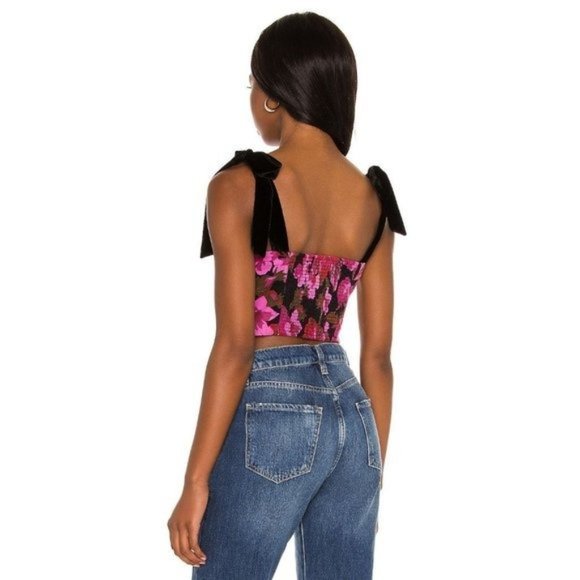 FREE PEOPLE Addie Floral Print Velvet Strap Corset Top - Small - NWT - Picture 3 of 5